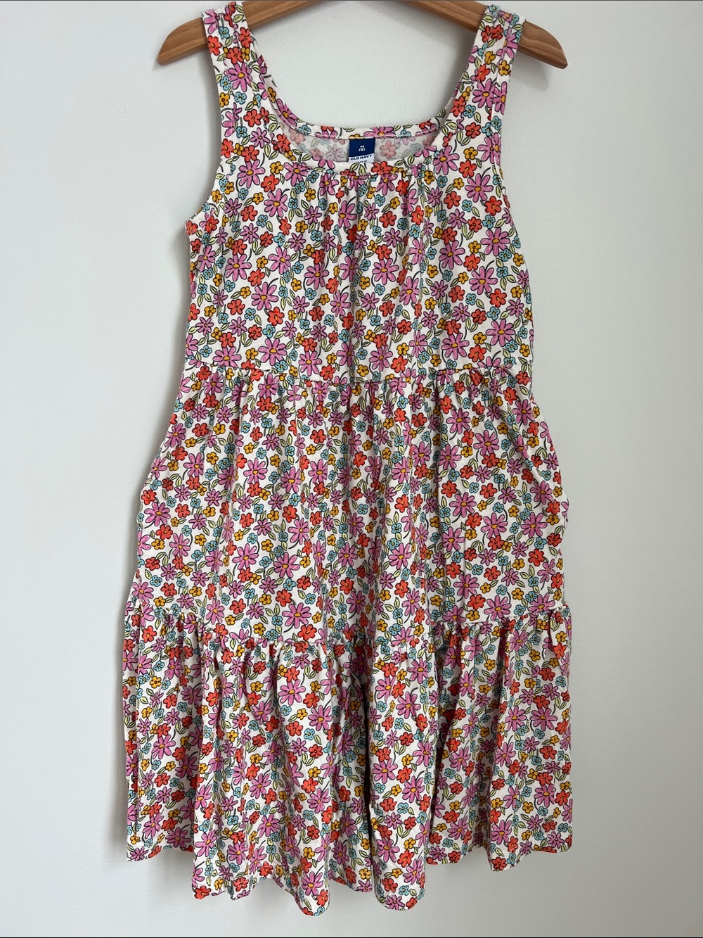 Old Navy l Cotton White Floral Tiered Dress Multi-Color Flowers #867463-01 Sz M